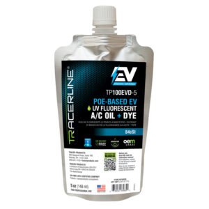 5 oz (148 ml) foil pouch POE-Based A/C oil with fluorescent dye for electric vehicles（電気自動車用蛍光染料入りA/Cオイル