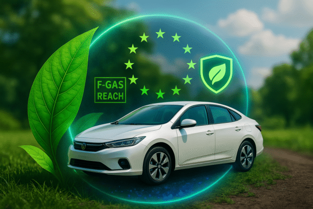 ChatGPT Image Oct 28, 2025, 03_37_00 PM Car in a bubble with ECO-friendly imagery highlighting F-Gas and Reach Environmental regulations
